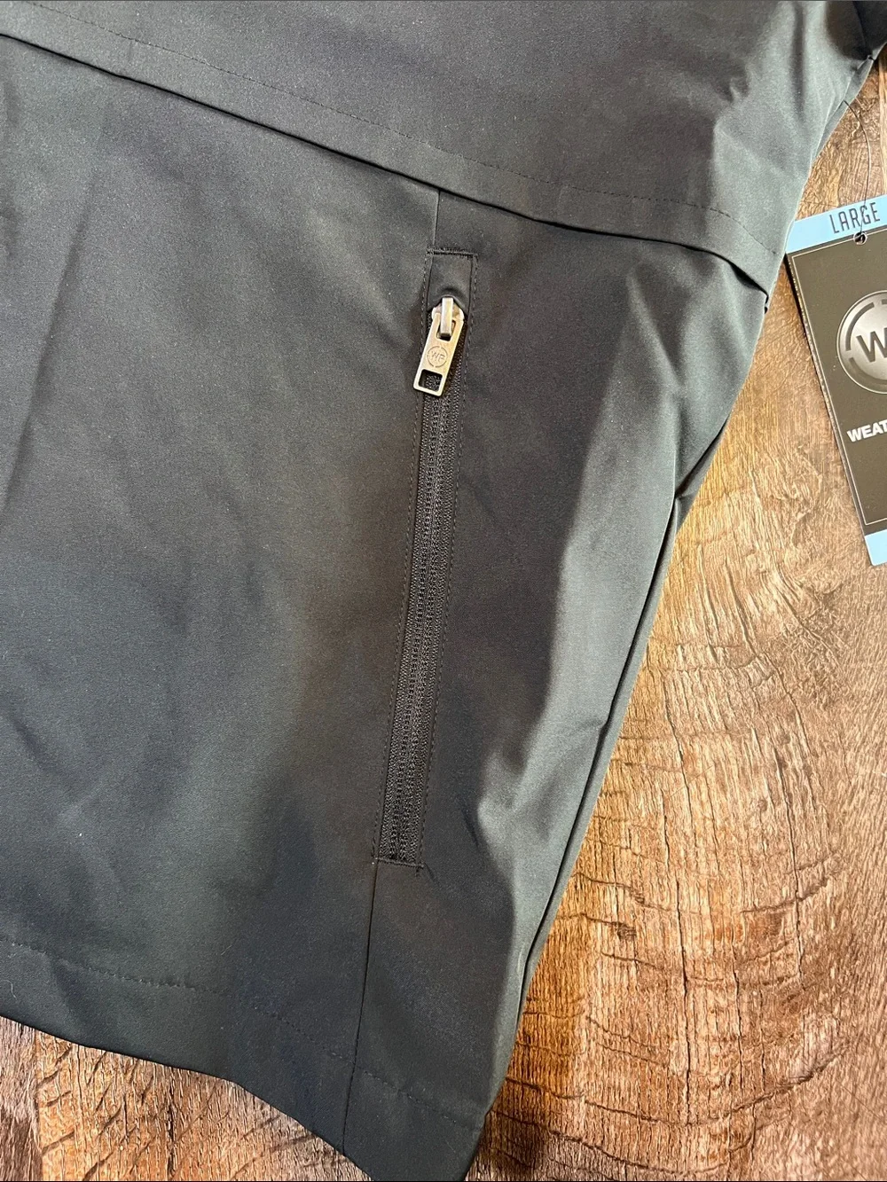 Weatherproof Men's Hooded Raincoat Jacket in Black